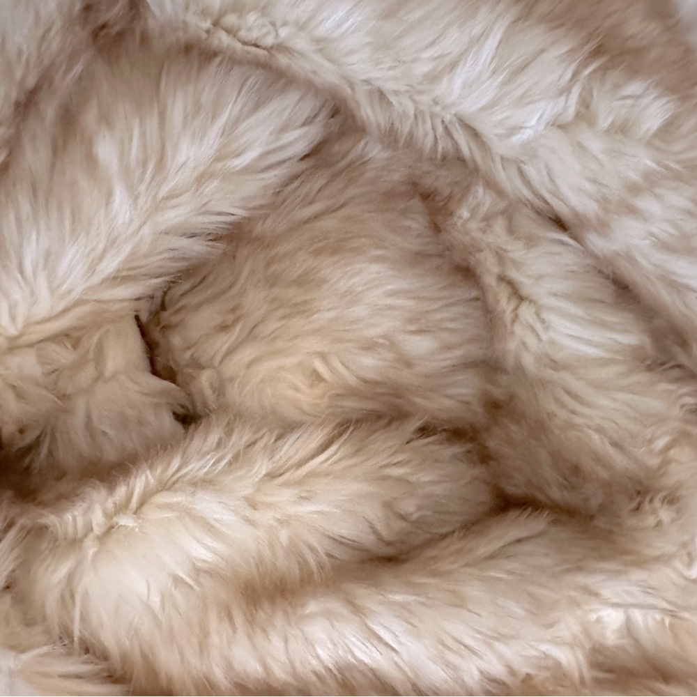 Cream Faux Fur Long Zipper Hoodie - Picture 4 of 8